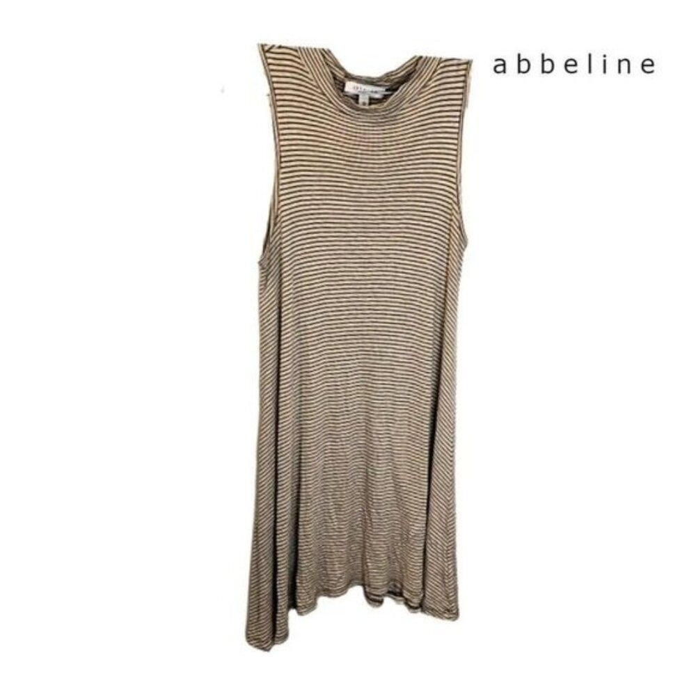 Abbeline Striped Mock Neck Sleeveless Knit Dress